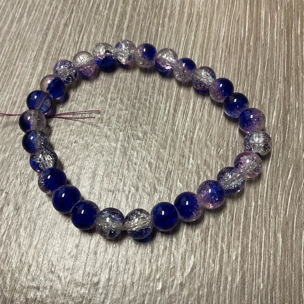 Blue and Clear Beaded Bracelet